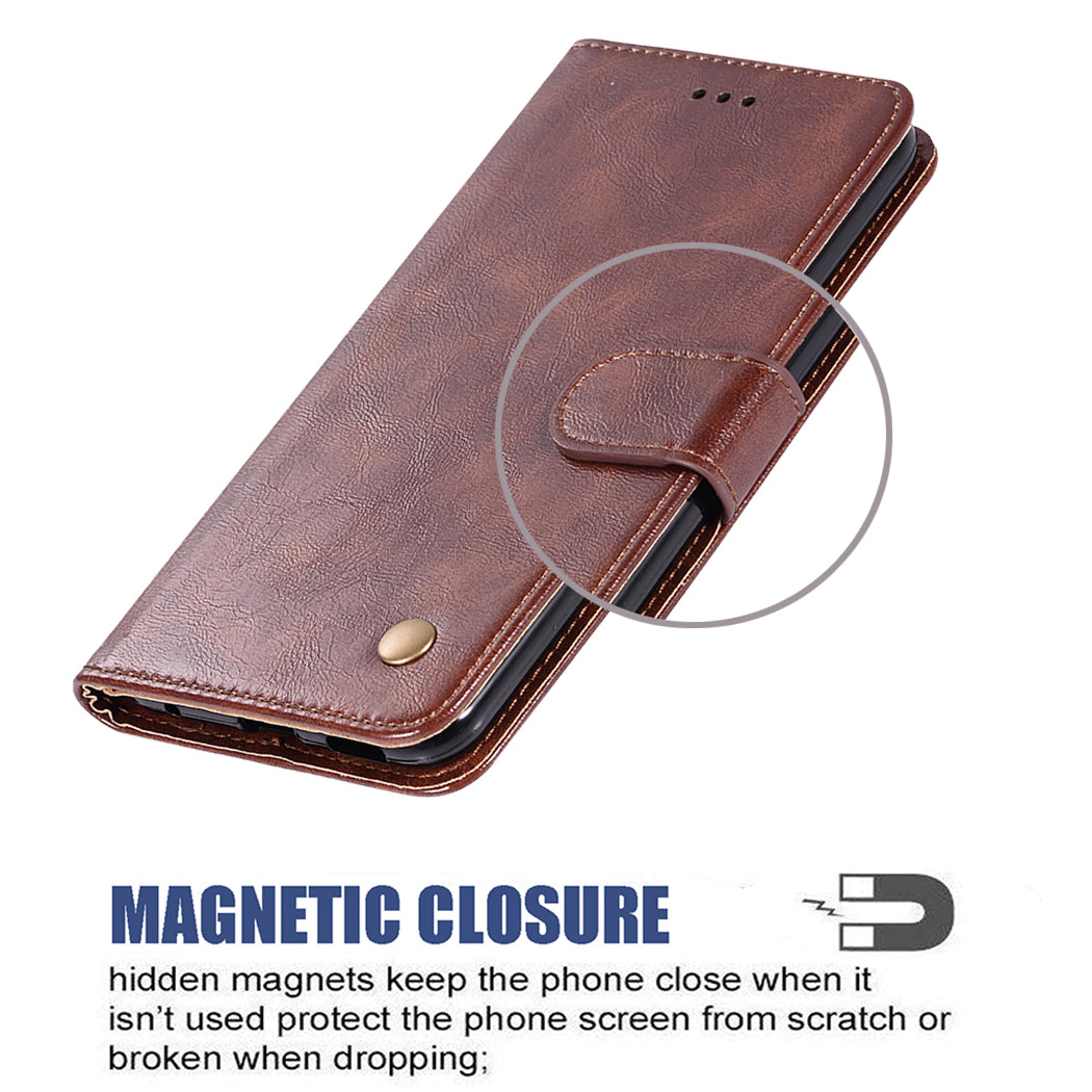 For Samsung Galaxy S20 FE/S20 Fan Edition/S20 FE 5G/S20 Fan Edition 5G/S20 Lite/S20 FE 2022 Wallet Stand Leather Vintage Style Cell Phone Cover Case - Brown