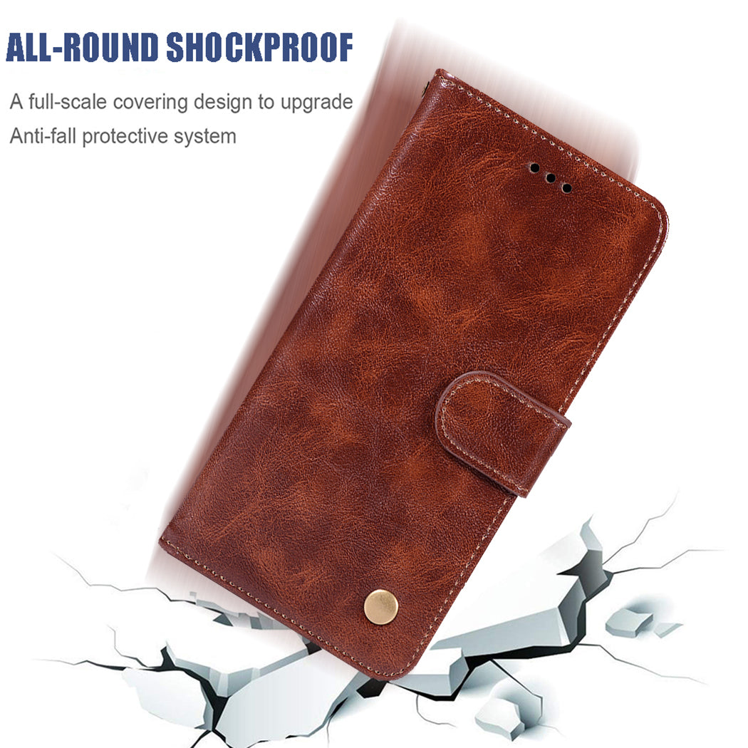 For Samsung Galaxy S20 FE/S20 Fan Edition/S20 FE 5G/S20 Fan Edition 5G/S20 Lite/S20 FE 2022 Wallet Stand Leather Vintage Style Cell Phone Cover Case - Brown