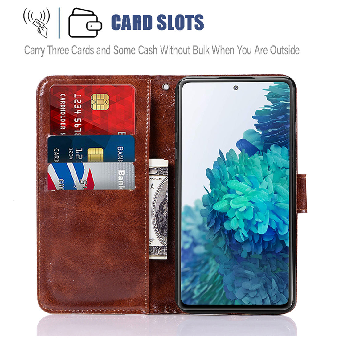 For Samsung Galaxy S20 FE/S20 Fan Edition/S20 FE 5G/S20 Fan Edition 5G/S20 Lite/S20 FE 2022 Wallet Stand Leather Vintage Style Cell Phone Cover Case - Brown