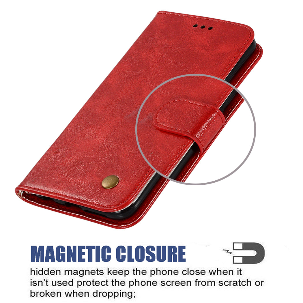 For Samsung Galaxy S20 FE/S20 Fan Edition/S20 FE 5G/S20 Fan Edition 5G/S20 Lite/S20 FE 2022 Wallet Stand Leather Vintage Style Cell Phone Cover Case - Red