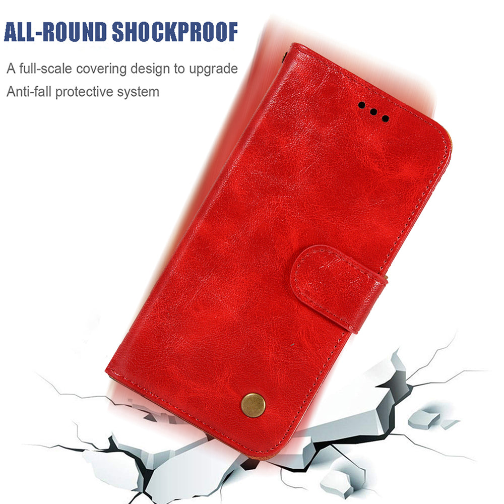 For Samsung Galaxy S20 FE/S20 Fan Edition/S20 FE 5G/S20 Fan Edition 5G/S20 Lite/S20 FE 2022 Wallet Stand Leather Vintage Style Cell Phone Cover Case - Red