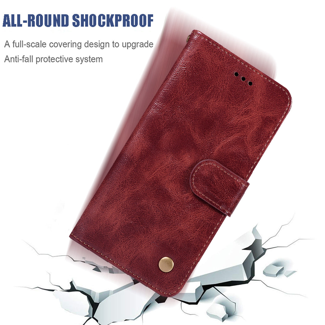 For Samsung Galaxy S20 FE/S20 Fan Edition/S20 FE 5G/S20 Fan Edition 5G/S20 Lite/S20 FE 2022 Wallet Stand Leather Vintage Style Cell Phone Cover Case - Wine Red