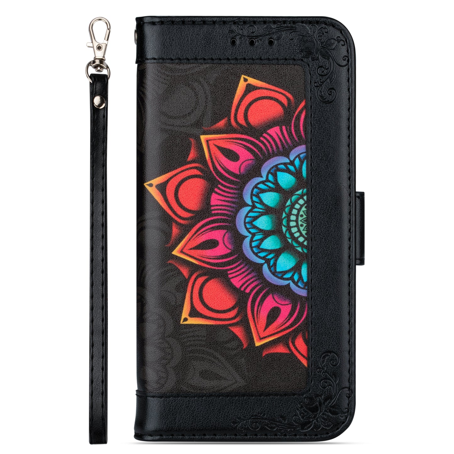 For Samsung Galaxy S20 FE/S20 Fan Edition/S20 FE 5G/S20 Fan Edition 5G/S20 Lite/S20 FE 2022 Flower Patterned PU Leather Wallet Stand Shell Cover - Black