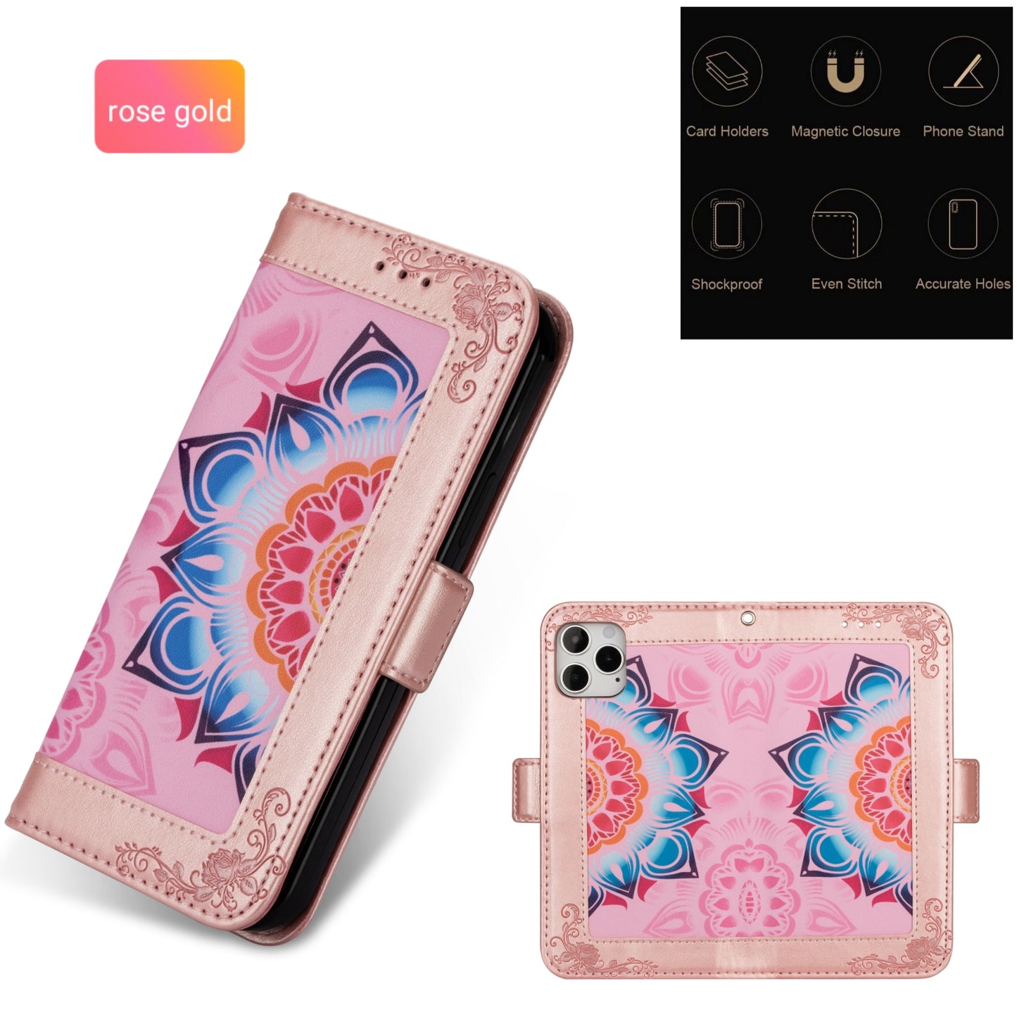 For Samsung Galaxy S20 FE/S20 Fan Edition/S20 FE 5G/S20 Fan Edition 5G/S20 Lite/S20 FE 2022 Flower Patterned PU Leather Wallet Stand Shell Cover - Rose Gold
