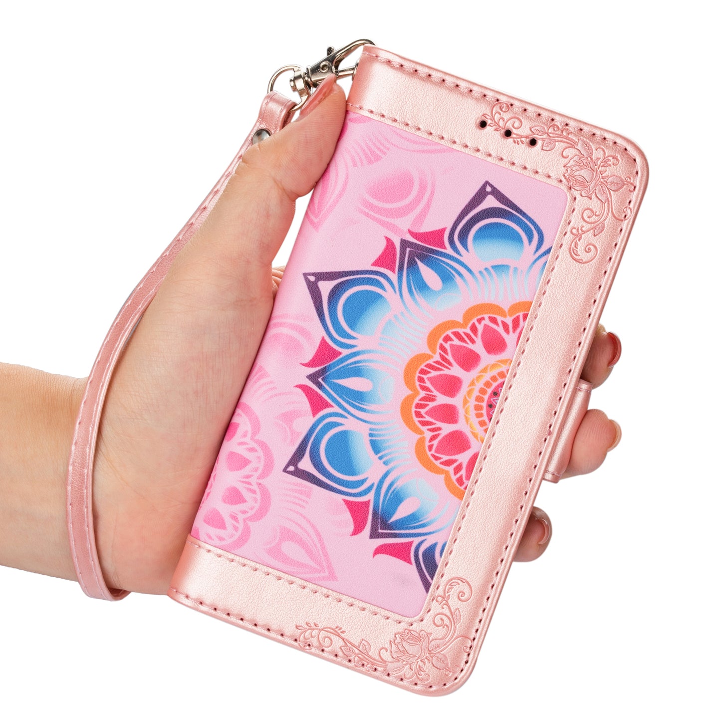 For Samsung Galaxy S20 FE/S20 Fan Edition/S20 FE 5G/S20 Fan Edition 5G/S20 Lite/S20 FE 2022 Flower Patterned PU Leather Wallet Stand Shell Cover - Rose Gold