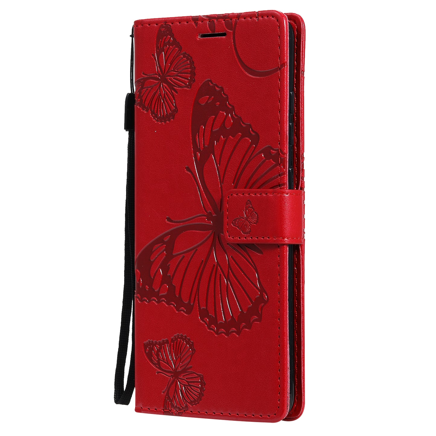 For Samsung Galaxy S20 FE/S20 Fan Edition/S20 FE 5G/S20 Fan Edition 5G/S20 Lite/S20 FE 2022 KT Imprinting Flower Series-2 Butterfly Pattern Imprinting Leather Wallet Phone Cover Case - Red
