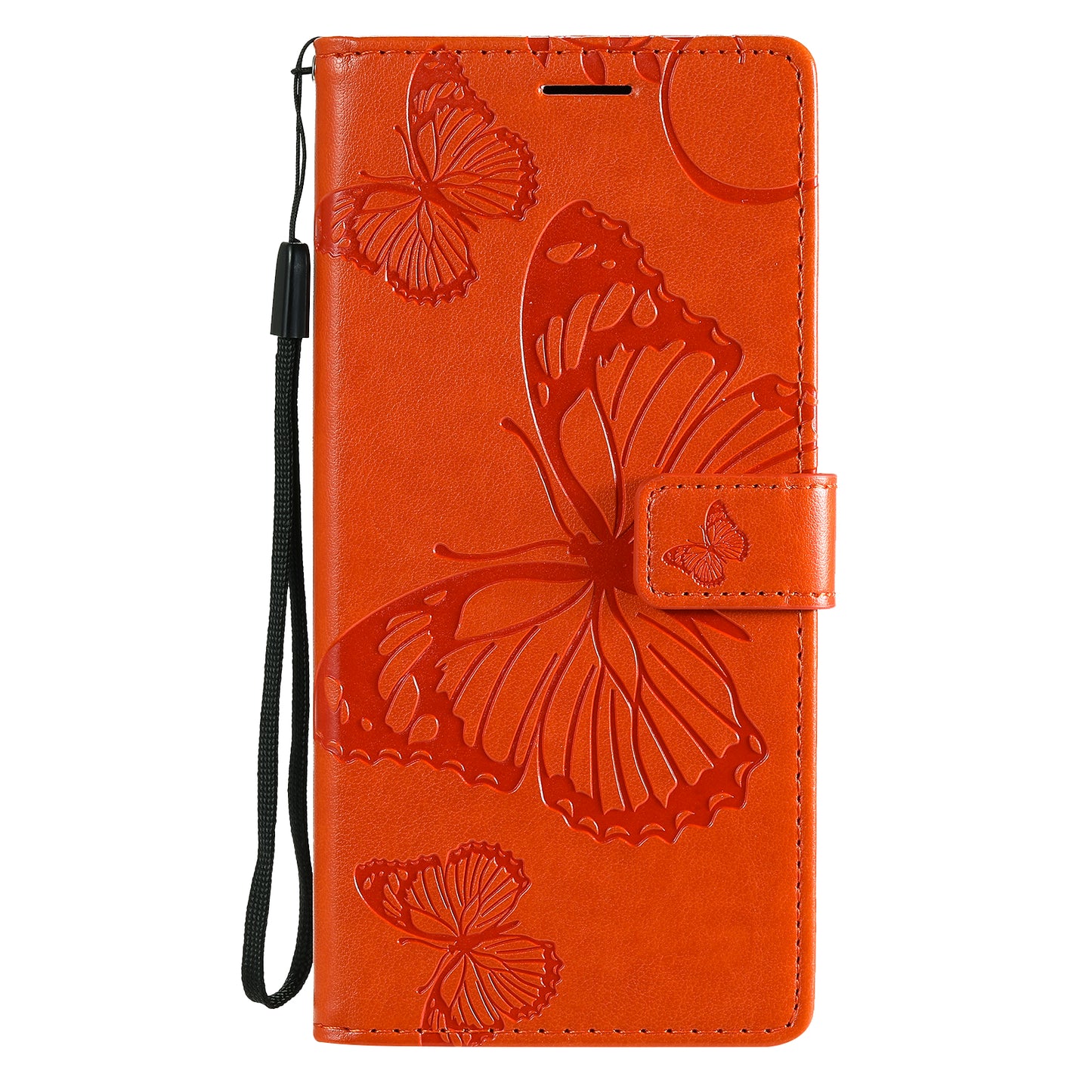 For Samsung Galaxy S20 FE/S20 Fan Edition/S20 FE 5G/S20 Fan Edition 5G/S20 Lite/S20 FE 2022 KT Imprinting Flower Series-2 Butterfly Pattern Imprinting Leather Wallet Phone Cover Case - Orange