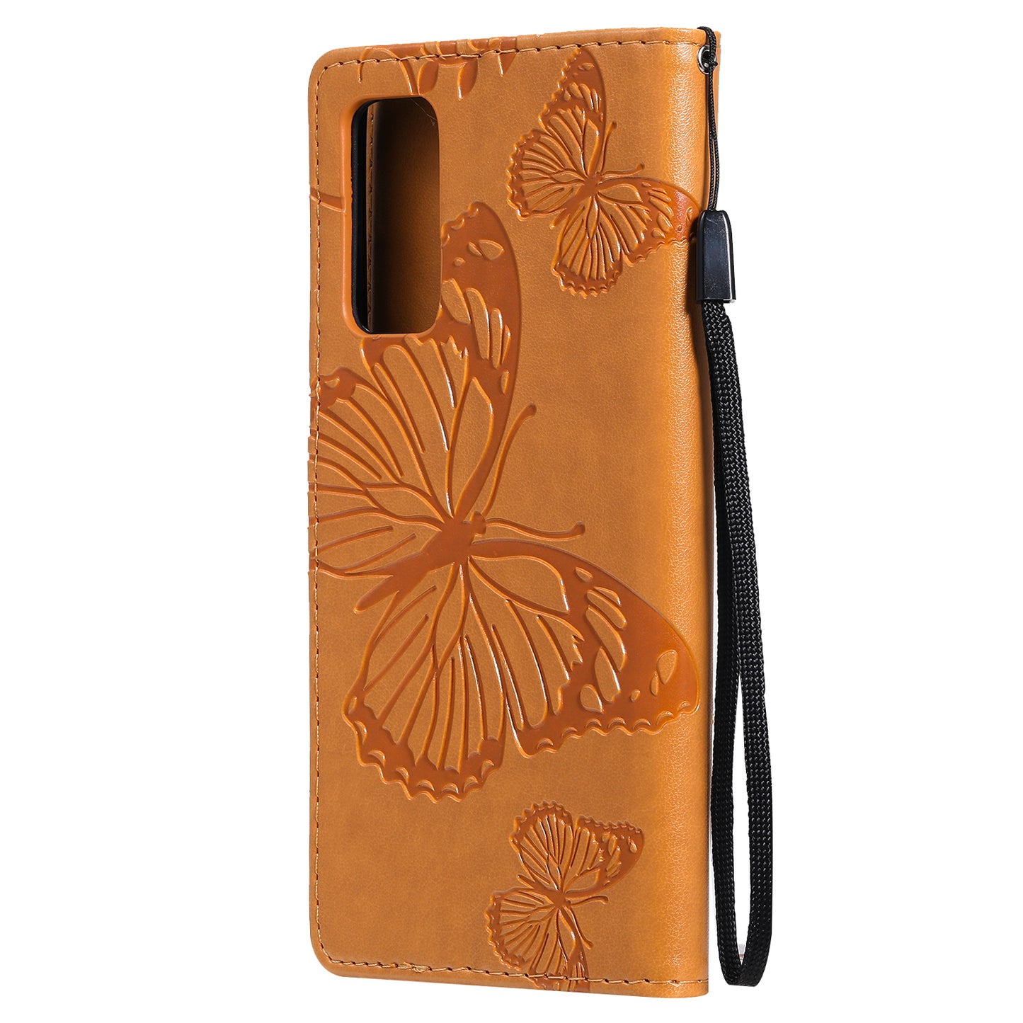 For Samsung Galaxy S20 FE/S20 Fan Edition/S20 FE 5G/S20 Fan Edition 5G/S20 Lite/S20 FE 2022 KT Imprinting Flower Series-2 Butterfly Pattern Imprinting Leather Wallet Phone Cover Case - Yellow