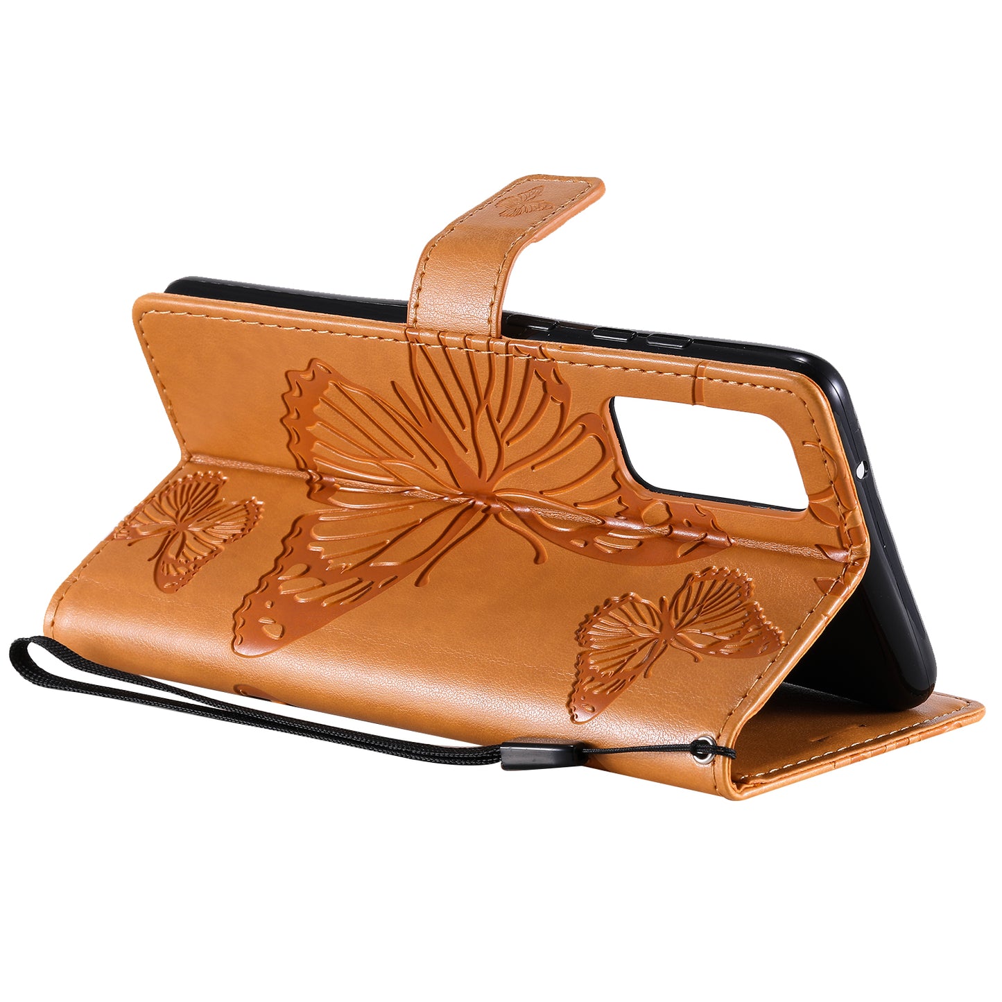 For Samsung Galaxy S20 FE/S20 Fan Edition/S20 FE 5G/S20 Fan Edition 5G/S20 Lite/S20 FE 2022 KT Imprinting Flower Series-2 Butterfly Pattern Imprinting Leather Wallet Phone Cover Case - Yellow