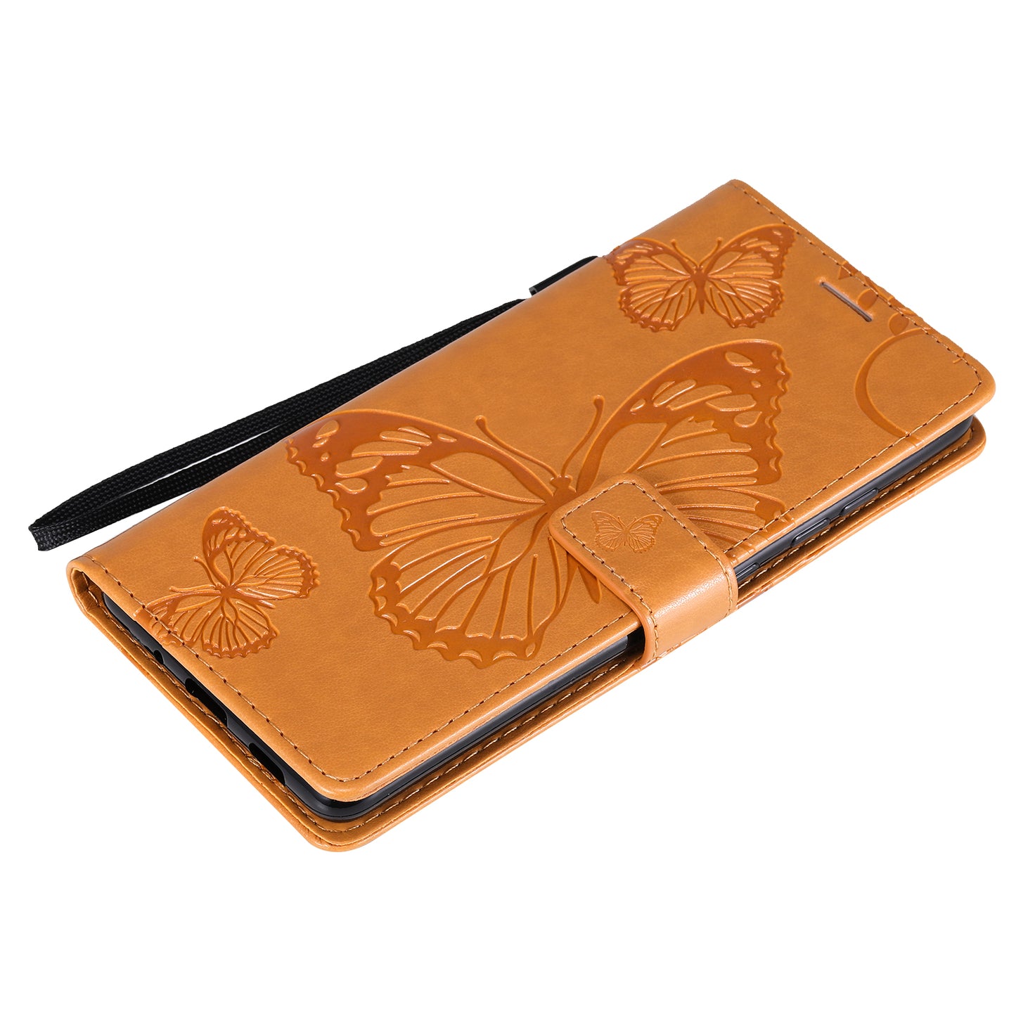 For Samsung Galaxy S20 FE/S20 Fan Edition/S20 FE 5G/S20 Fan Edition 5G/S20 Lite/S20 FE 2022 KT Imprinting Flower Series-2 Butterfly Pattern Imprinting Leather Wallet Phone Cover Case - Yellow