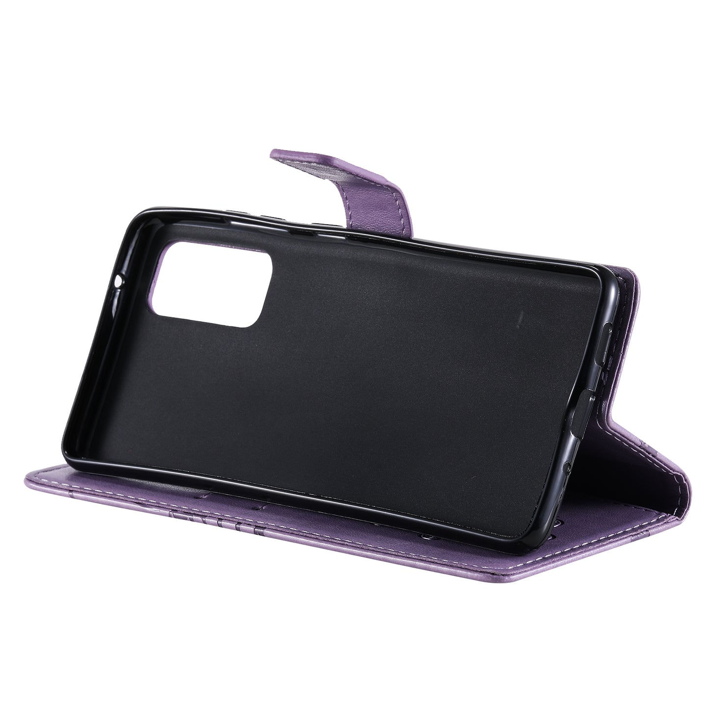 For Samsung Galaxy S20 FE/S20 Fan Edition/S20 FE 5G/S20 Fan Edition 5G/S20 Lite/S20 FE 2022 KT Imprinting Flower Series-2 Butterfly Pattern Imprinting Leather Wallet Phone Cover Case - Purple