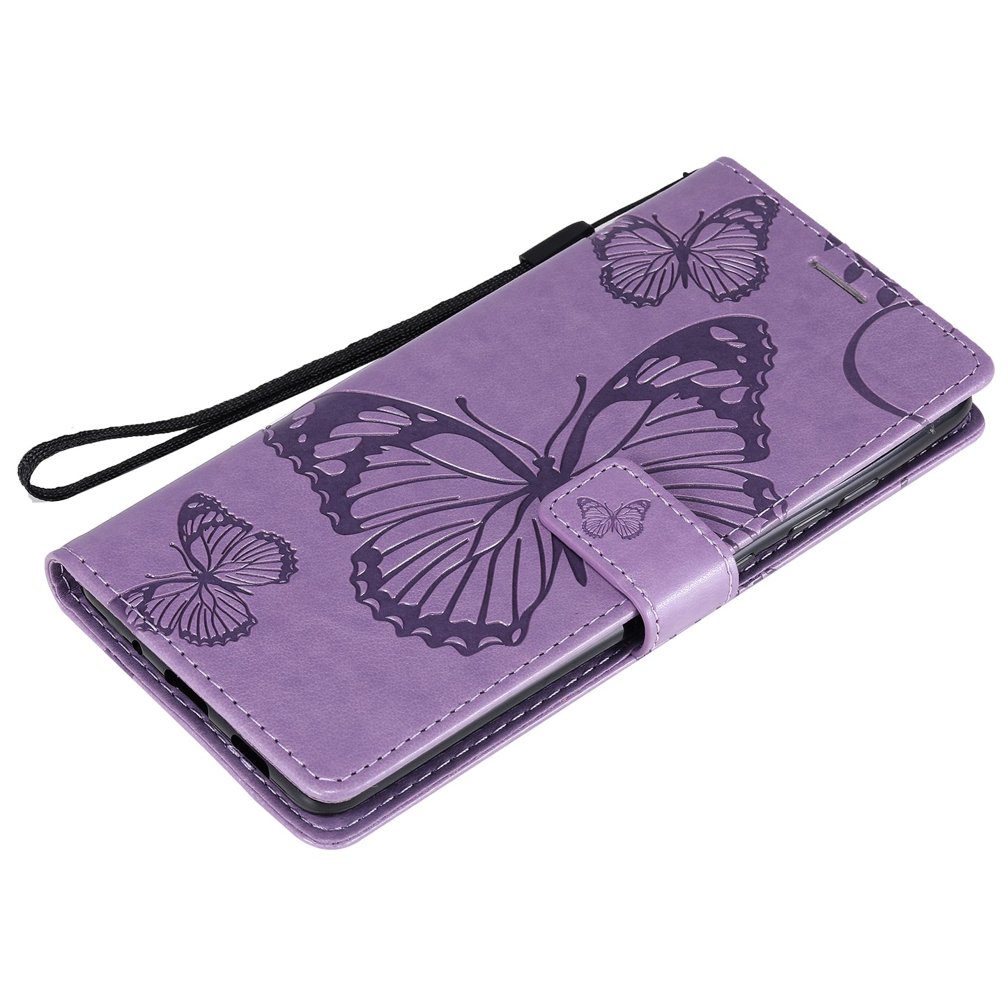 For Samsung Galaxy S20 FE/S20 Fan Edition/S20 FE 5G/S20 Fan Edition 5G/S20 Lite/S20 FE 2022 KT Imprinting Flower Series-2 Butterfly Pattern Imprinting Leather Wallet Phone Cover Case - Purple