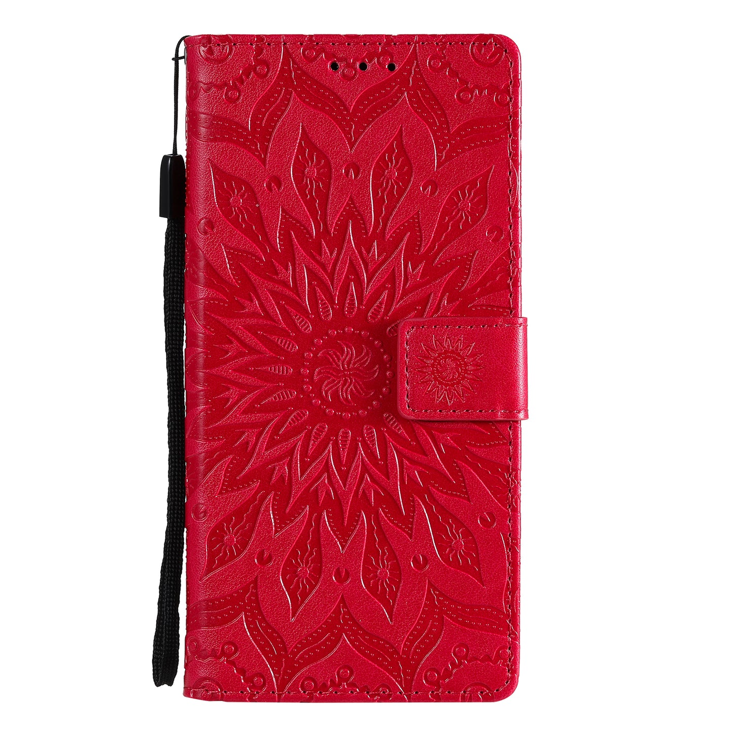 For Samsung Galaxy S20 FE/S20 Fan Edition/S20 FE 5G/S20 Fan Edition 5G/S20 Lite/S20 FE 2022 KT Imprinting Flower Series-1 Imprint Sunflower Pattern PU Leather Phone Cover Shell with Wallet and Stand - Red