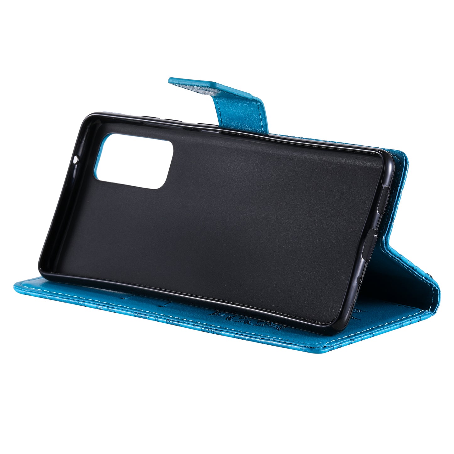 For Samsung Galaxy S20 FE/S20 Fan Edition/S20 FE 5G/S20 Fan Edition 5G/S20 Lite/S20 FE 2022 KT Imprinting Flower Series-1 Imprint Sunflower Pattern PU Leather Phone Cover Shell with Wallet and Stand - Blue