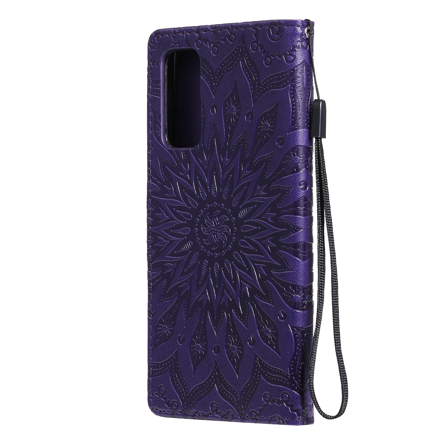 For Samsung Galaxy S20 FE/S20 Fan Edition/S20 FE 5G/S20 Fan Edition 5G/S20 Lite/S20 FE 2022 KT Imprinting Flower Series-1 Imprint Sunflower Pattern PU Leather Phone Cover Shell with Wallet and Stand - Purple