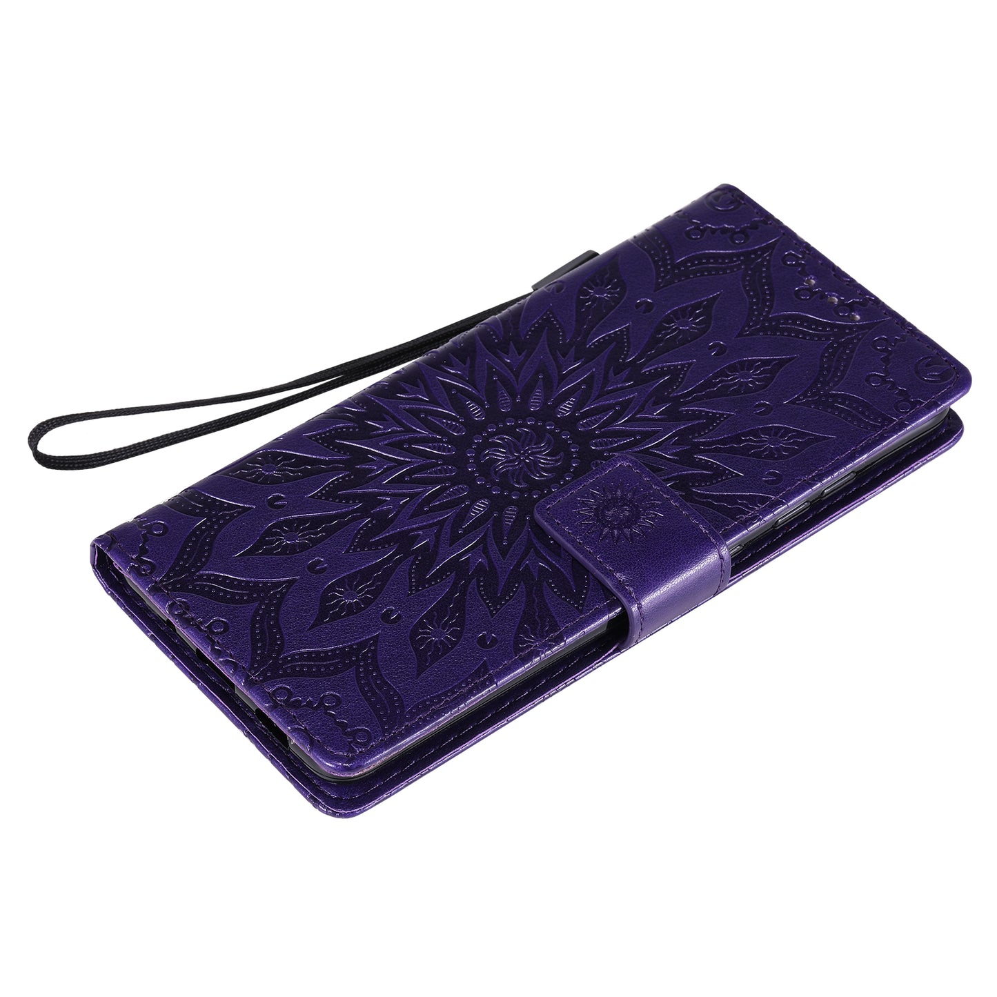 For Samsung Galaxy S20 FE/S20 Fan Edition/S20 FE 5G/S20 Fan Edition 5G/S20 Lite/S20 FE 2022 KT Imprinting Flower Series-1 Imprint Sunflower Pattern PU Leather Phone Cover Shell with Wallet and Stand - Purple