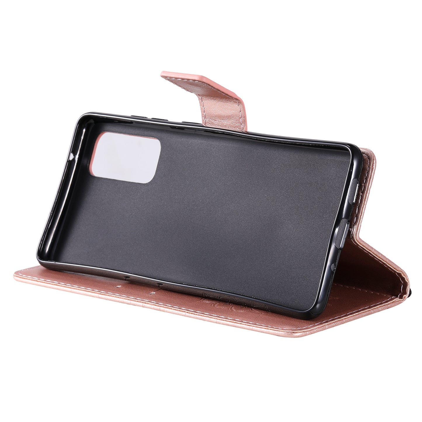 For Samsung Galaxy S20 FE/S20 Fan Edition/S20 FE 5G/S20 Fan Edition 5G/S20 Lite/S20 FE 2022 KT Imprinting Flower Series-1 Imprint Sunflower Pattern PU Leather Phone Cover Shell with Wallet and Stand - Rose Gold
