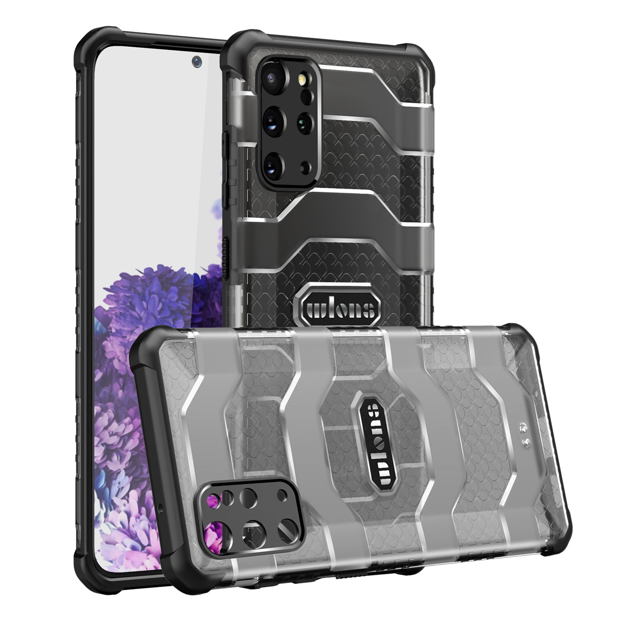 Explorer Series Non-slip Hard PC + TPU Phone Case for Samsung Galaxy S20 Plus/S20 Plus 5G Cover - Black