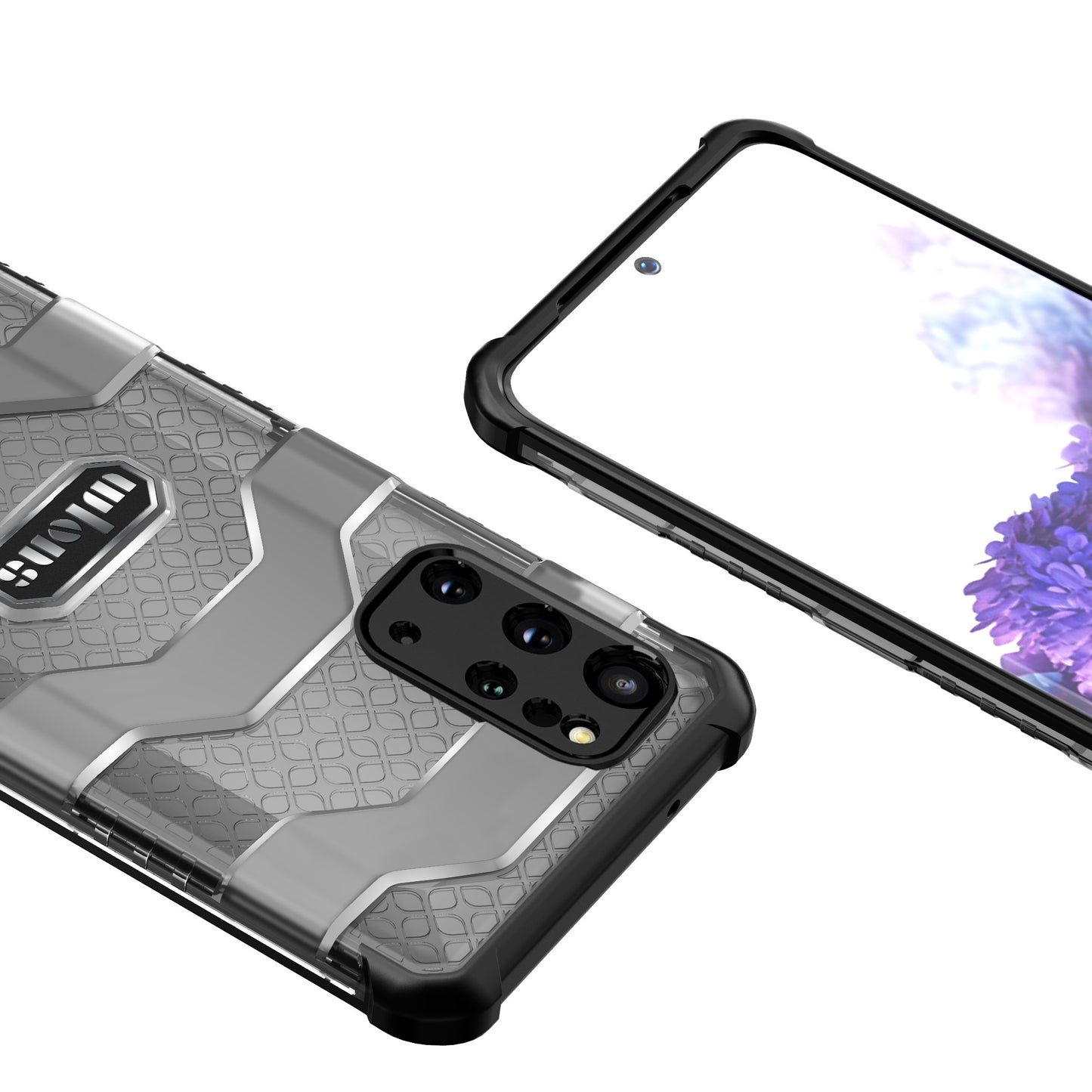 Explorer Series Non-slip Hard PC + TPU Phone Case for Samsung Galaxy S20 Plus/S20 Plus 5G Cover - Black