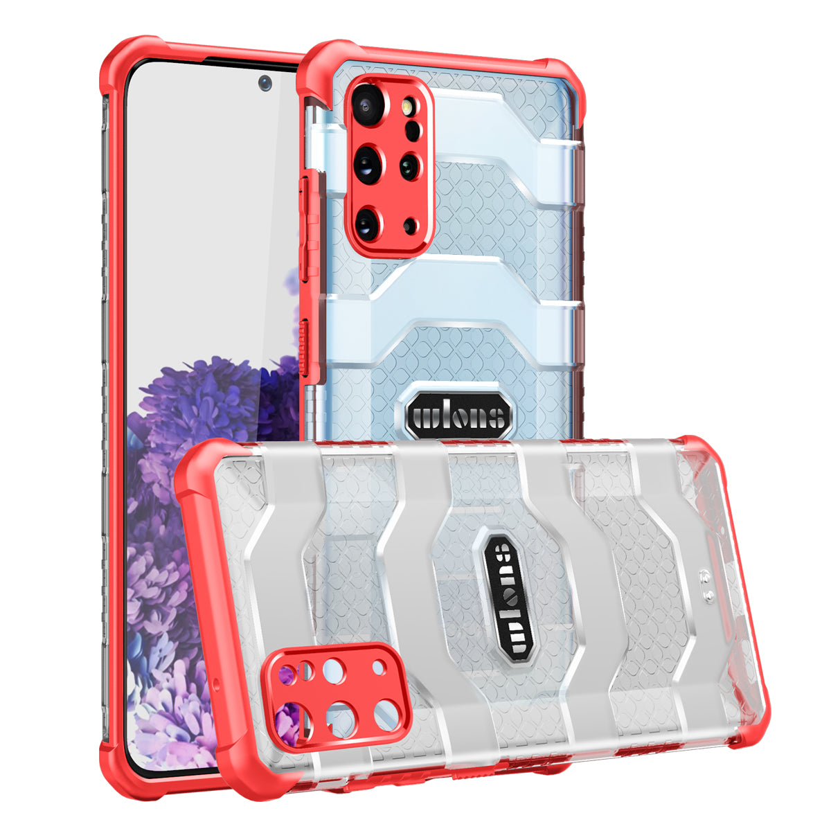 Explorer Series Non-slip Hard PC + TPU Phone Case for Samsung Galaxy S20 Plus/S20 Plus 5G Cover - Red