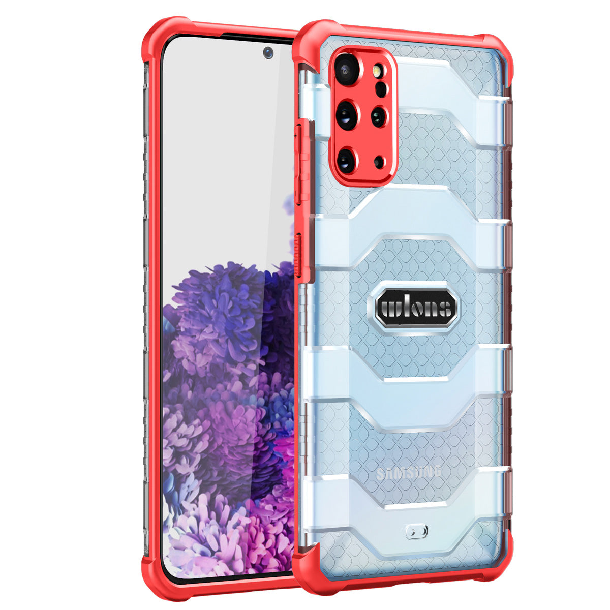 Explorer Series Non-slip Hard PC + TPU Phone Case for Samsung Galaxy S20 Plus/S20 Plus 5G Cover - Red