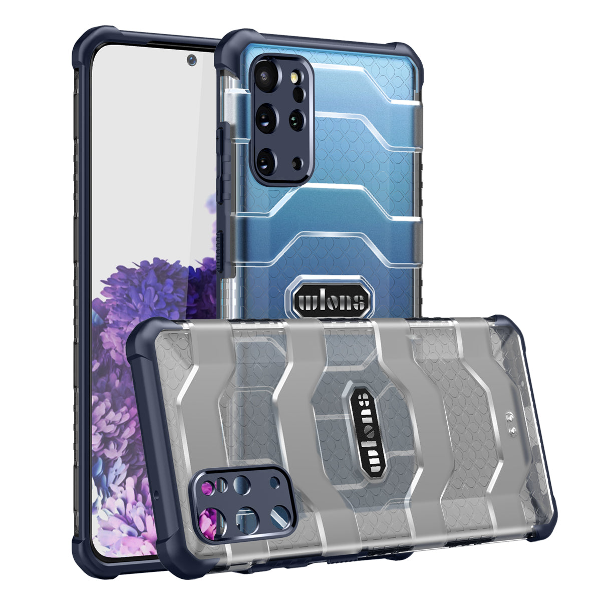 Explorer Series Non-slip Hard PC + TPU Phone Case for Samsung Galaxy S20 Plus/S20 Plus 5G Cover - Navy Blue