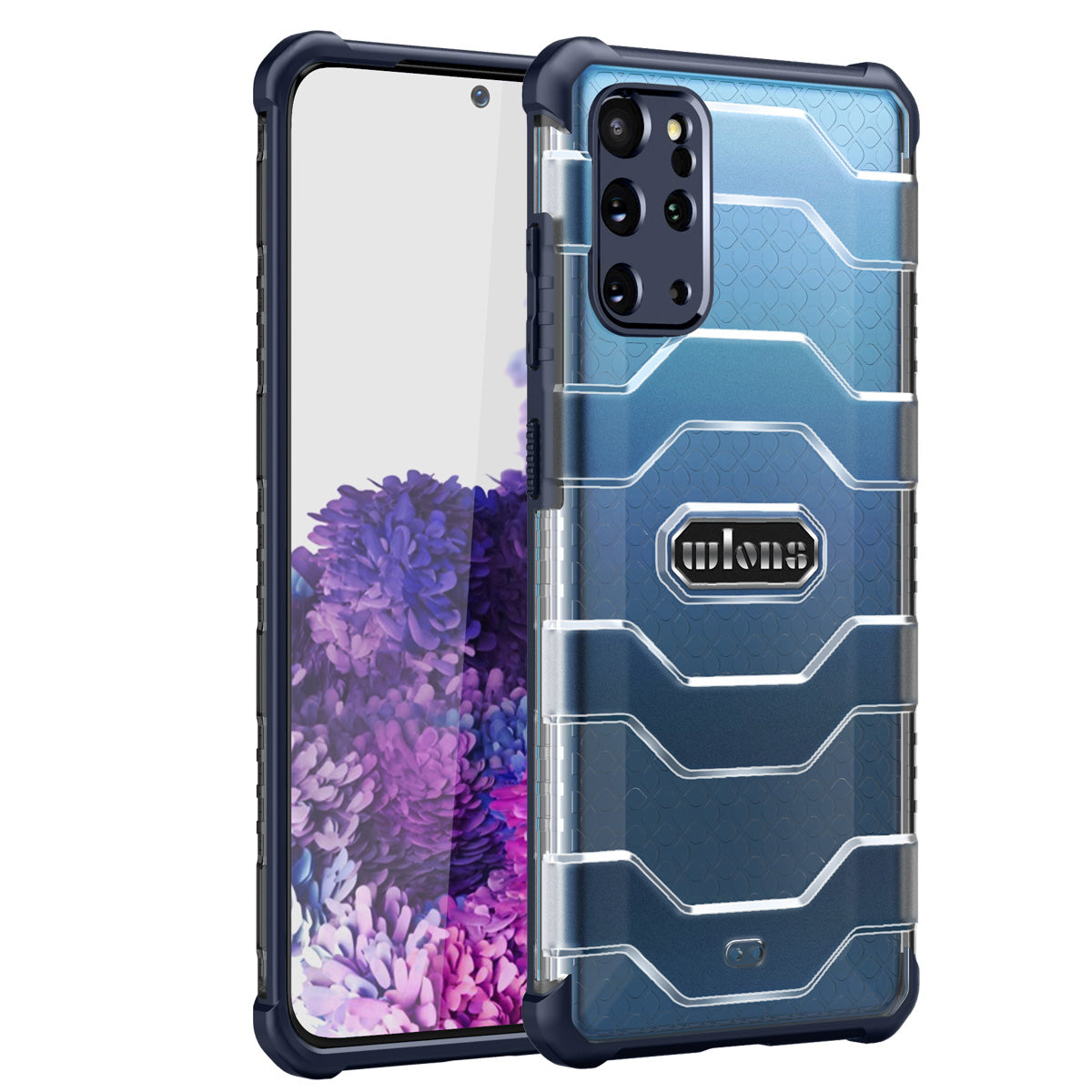 Explorer Series Non-slip Hard PC + TPU Phone Case for Samsung Galaxy S20 Plus/S20 Plus 5G Cover - Navy Blue