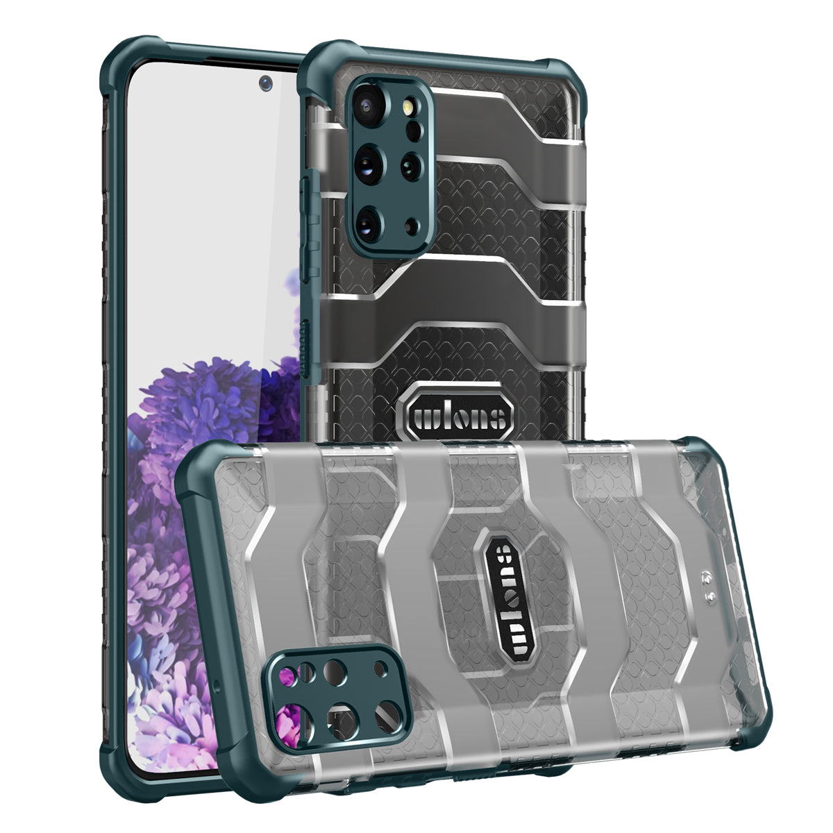 Explorer Series Non-slip Hard PC + TPU Phone Case for Samsung Galaxy S20 Plus/S20 Plus 5G Cover - Blackish Green