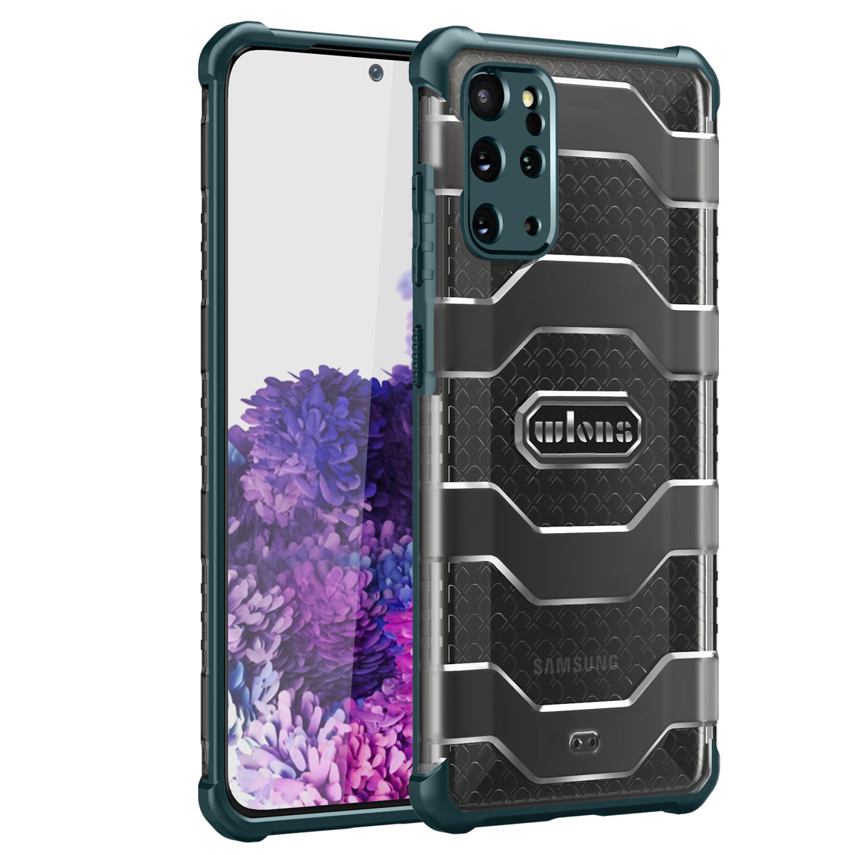 Explorer Series Non-slip Hard PC + TPU Phone Case for Samsung Galaxy S20 Plus/S20 Plus 5G Cover - Blackish Green