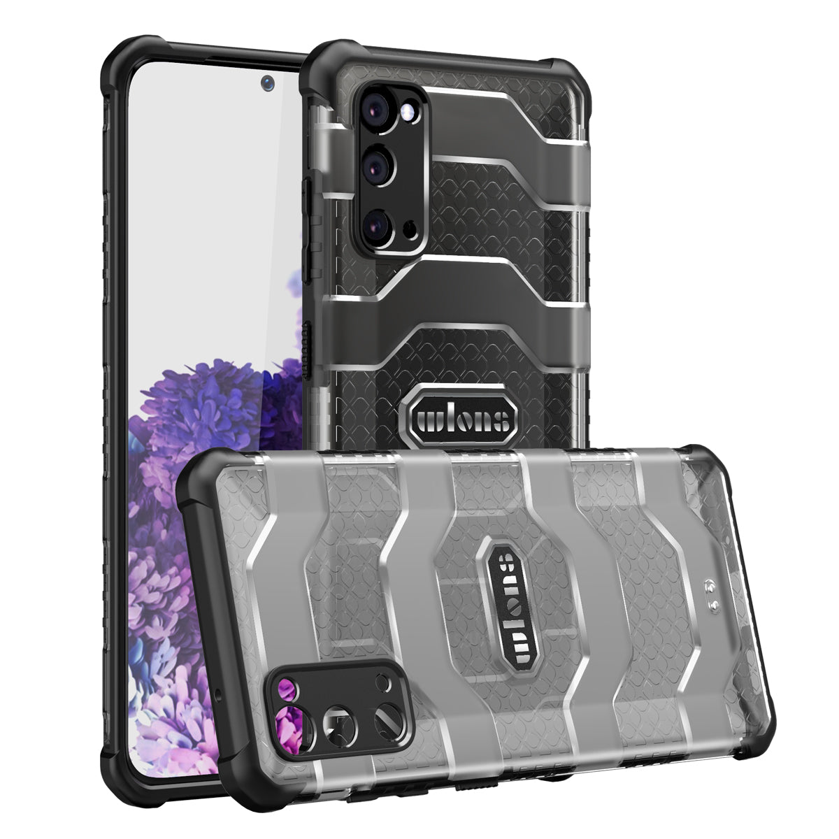 Explorer Series Non-slip Hard PC + TPU Hybrid Case for Samsung Galaxy S20 4G/S20 5G Phone Cover - Black