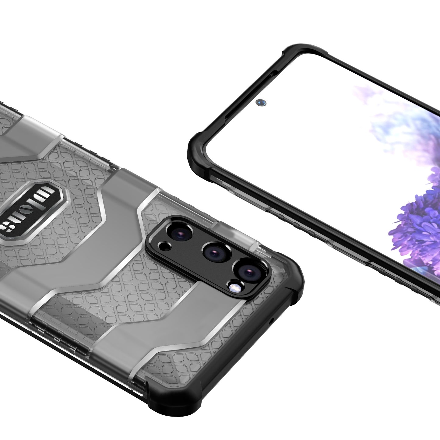 Explorer Series Non-slip Hard PC + TPU Hybrid Case for Samsung Galaxy S20 4G/S20 5G Phone Cover - Black