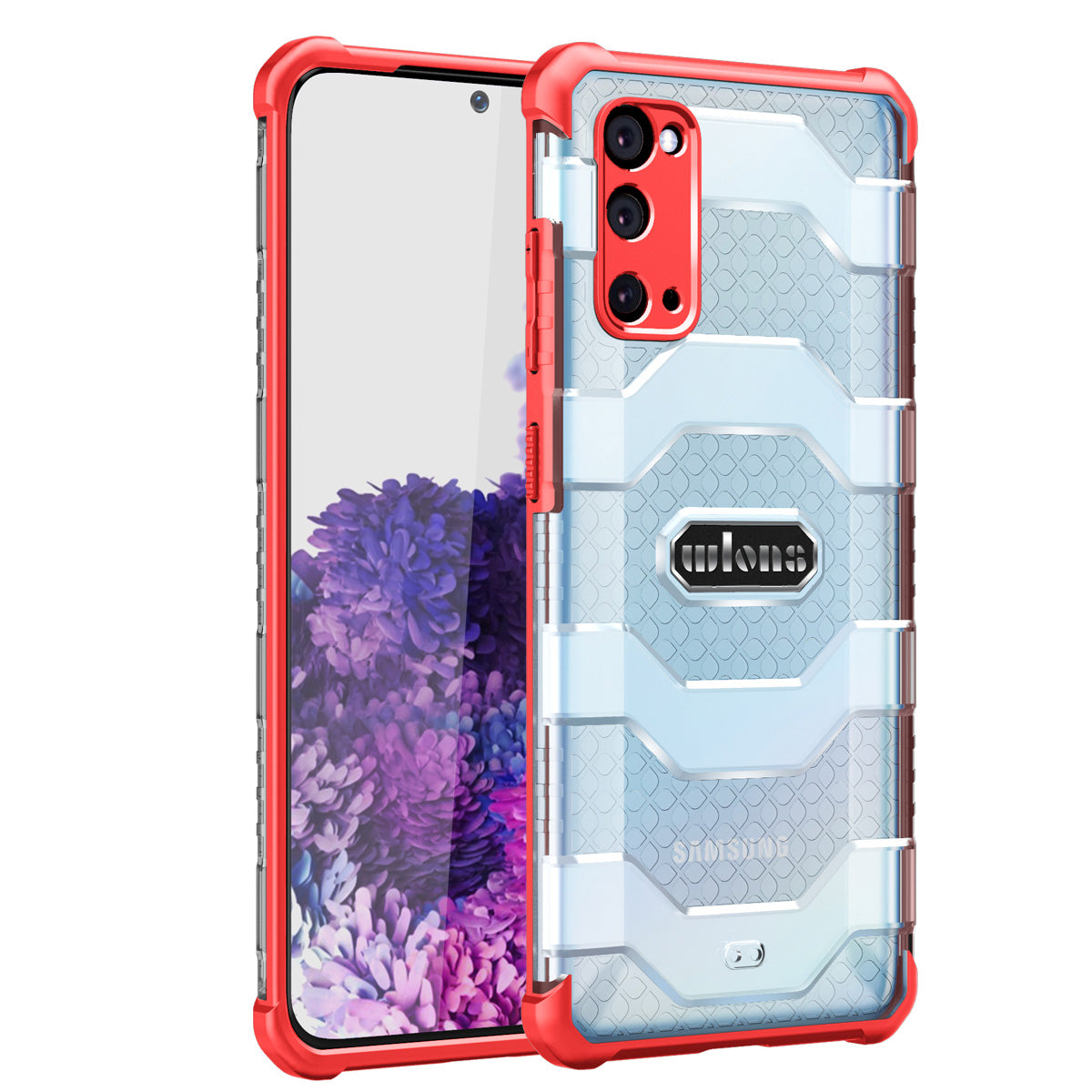 Explorer Series Non-slip Hard PC + TPU Hybrid Case for Samsung Galaxy S20 4G/S20 5G Phone Cover - Red