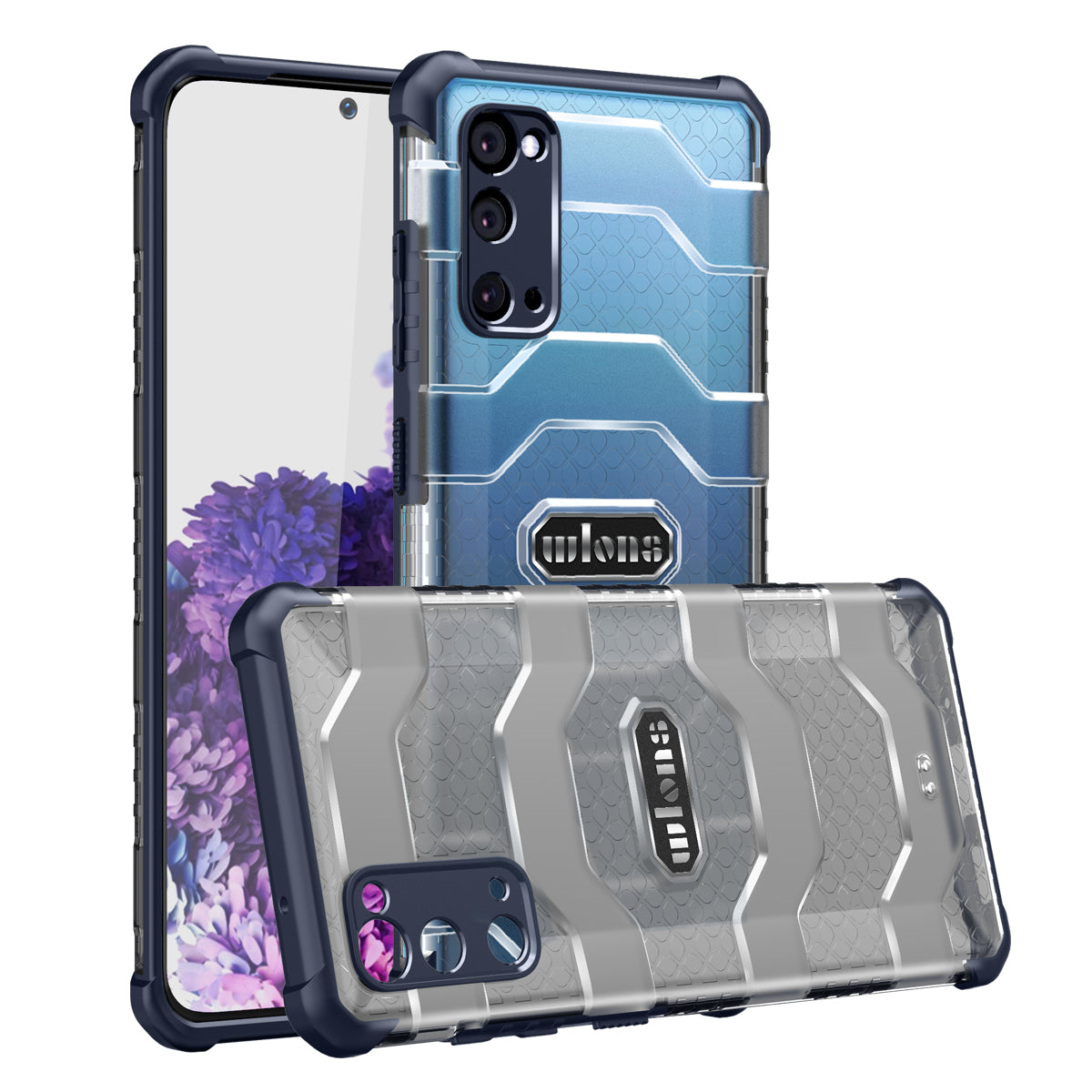 Explorer Series Non-slip Hard PC + TPU Hybrid Case for Samsung Galaxy S20 4G/S20 5G Phone Cover - Navy Blue