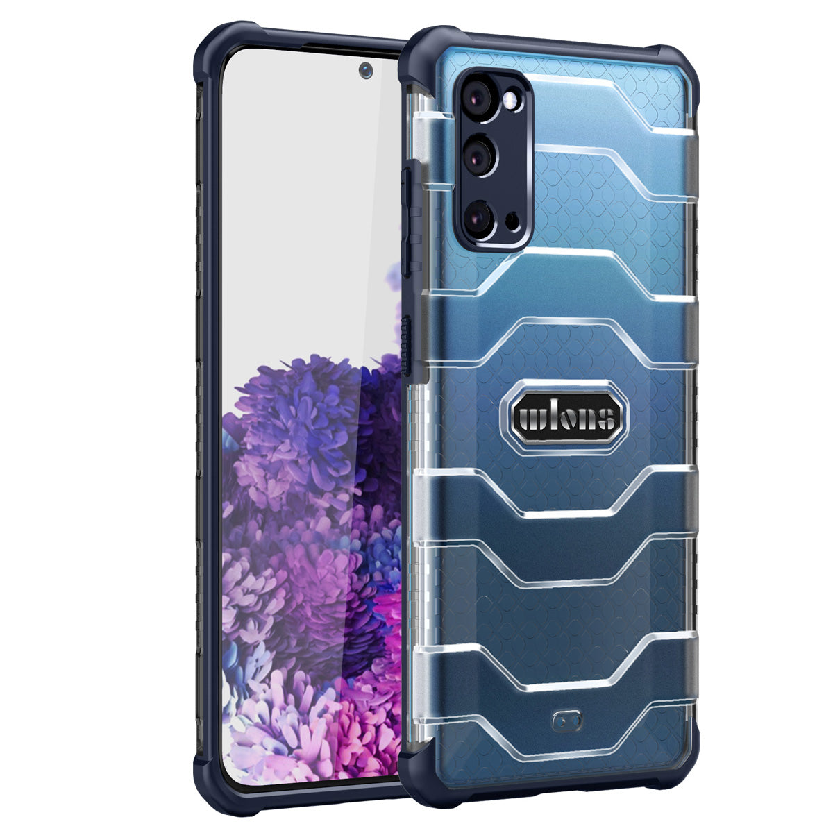 Explorer Series Non-slip Hard PC + TPU Hybrid Case for Samsung Galaxy S20 4G/S20 5G Phone Cover - Navy Blue