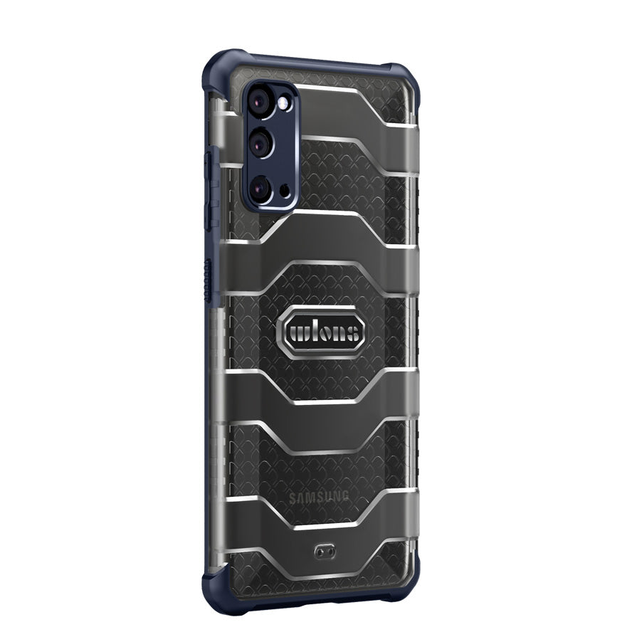 Explorer Series Non-slip Hard PC + TPU Hybrid Case for Samsung Galaxy S20 4G/S20 5G Phone Cover - Navy Blue