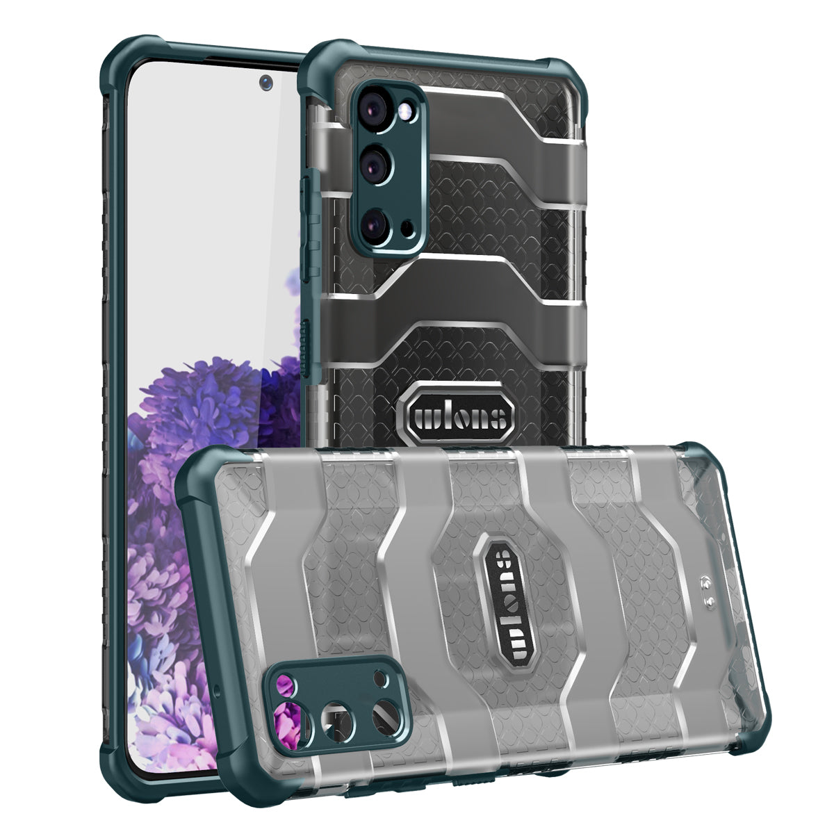 Explorer Series Non-slip Hard PC + TPU Hybrid Case for Samsung Galaxy S20 4G/S20 5G Phone Cover - Blackish Green