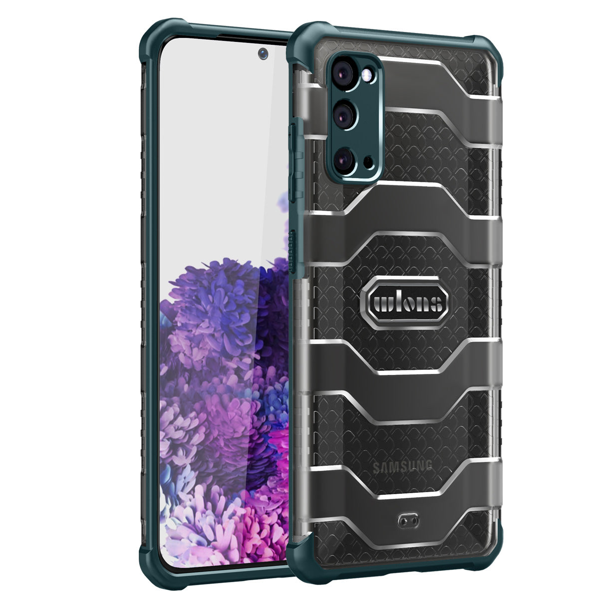 Explorer Series Non-slip Hard PC + TPU Hybrid Case for Samsung Galaxy S20 4G/S20 5G Phone Cover - Blackish Green