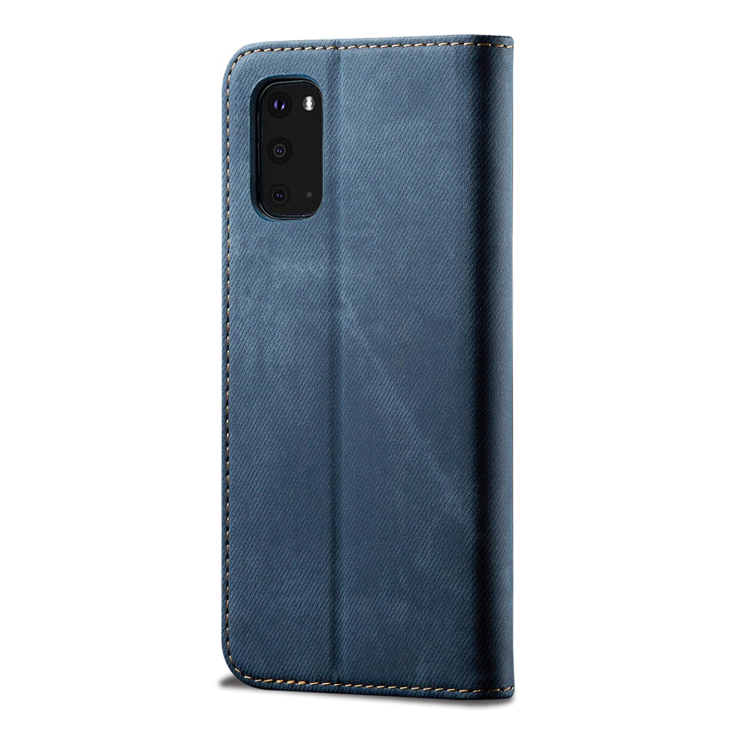 Jeans Cloth Texture TPU + PU Leather Phone Cover Case for Samsung Galaxy S20 FE/S20 FE 5G/S20 Lite/S20 FE 2022 - Blue