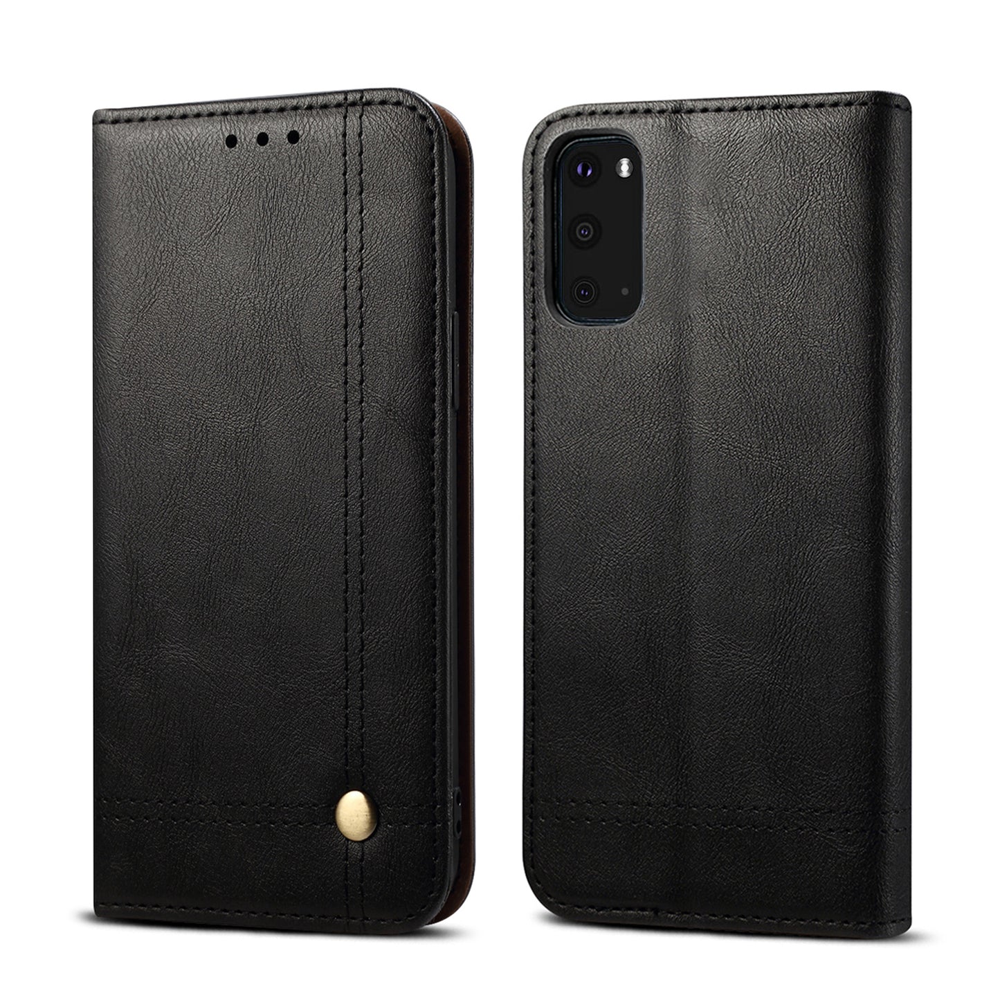 Leisure Style TPU + Crazy Horse Texture PU Leather Phone Cover Case for Samsung Galaxy S20 FE/S20 Fan Edition/S20 FE 5G/S20 Fan Edition 5G/S20 Lite - Black
