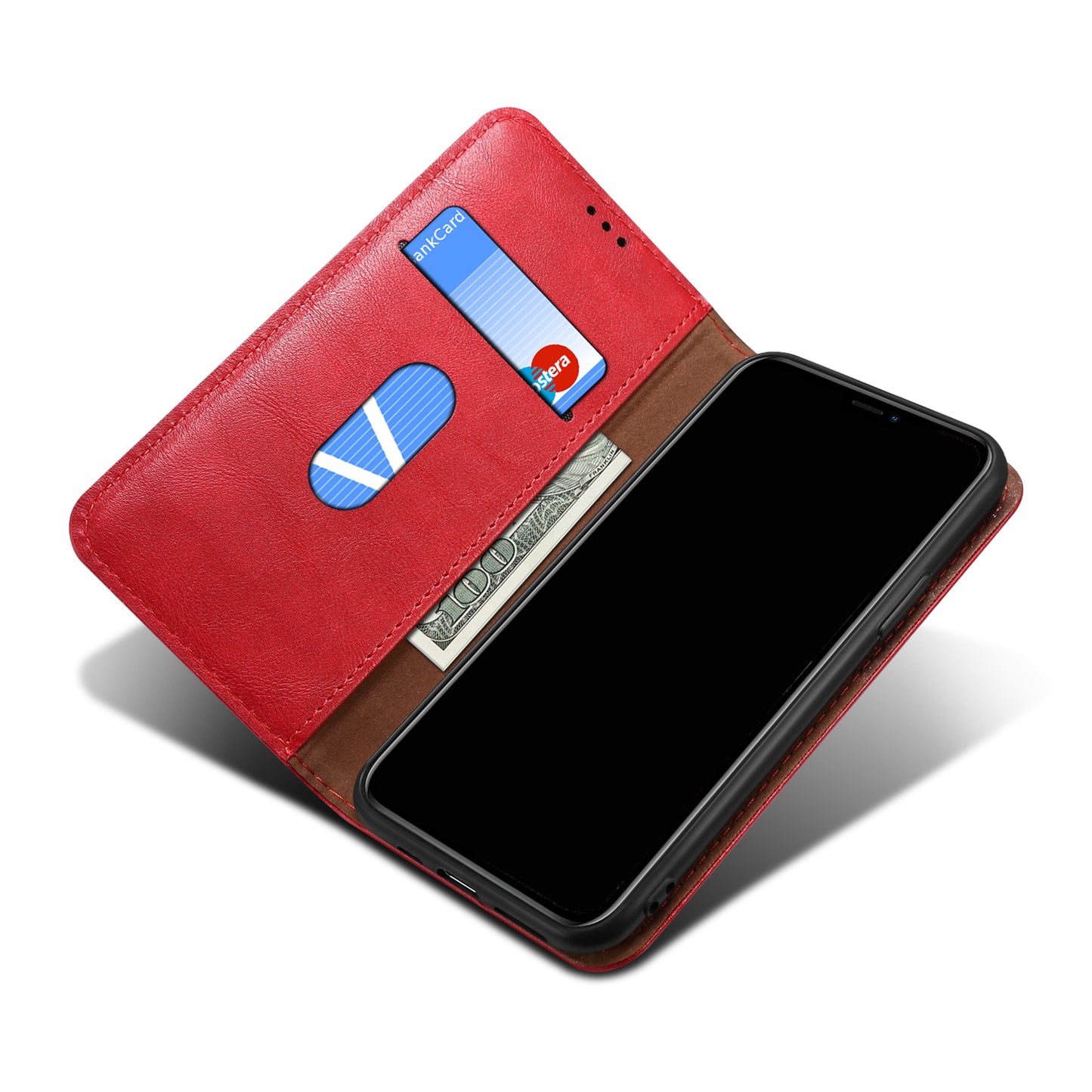 Leisure Style TPU + Crazy Horse Texture PU Leather Phone Cover Case for Samsung Galaxy S20 FE/S20 Fan Edition/S20 FE 5G/S20 Fan Edition 5G/S20 Lite - Red