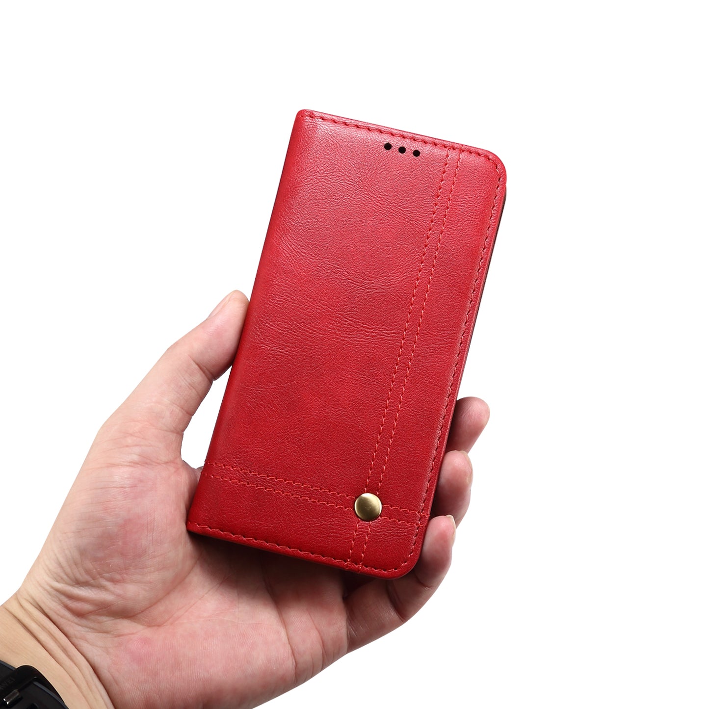 Leisure Style TPU + Crazy Horse Texture PU Leather Phone Cover Case for Samsung Galaxy S20 FE/S20 Fan Edition/S20 FE 5G/S20 Fan Edition 5G/S20 Lite - Red