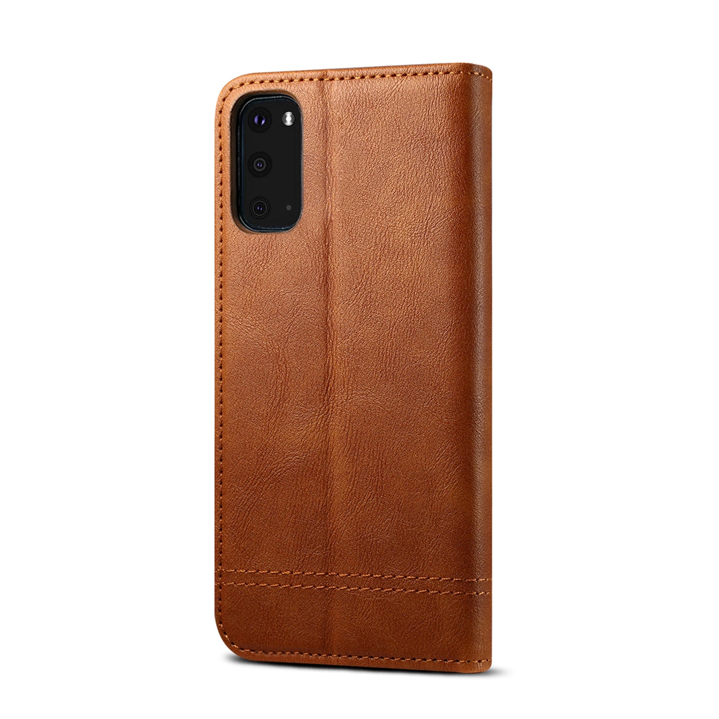 Leisure Style TPU + Crazy Horse Texture PU Leather Phone Cover Case for Samsung Galaxy S20 FE/S20 Fan Edition/S20 FE 5G/S20 Fan Edition 5G/S20 Lite - Light Brown