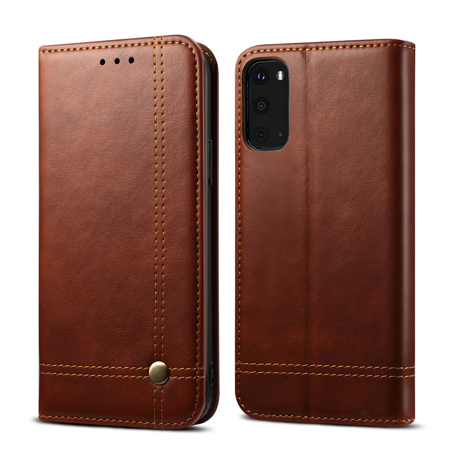 Leisure Style TPU + Crazy Horse Texture PU Leather Phone Cover Case for Samsung Galaxy S20 FE/S20 Fan Edition/S20 FE 5G/S20 Fan Edition 5G/S20 Lite - Brown