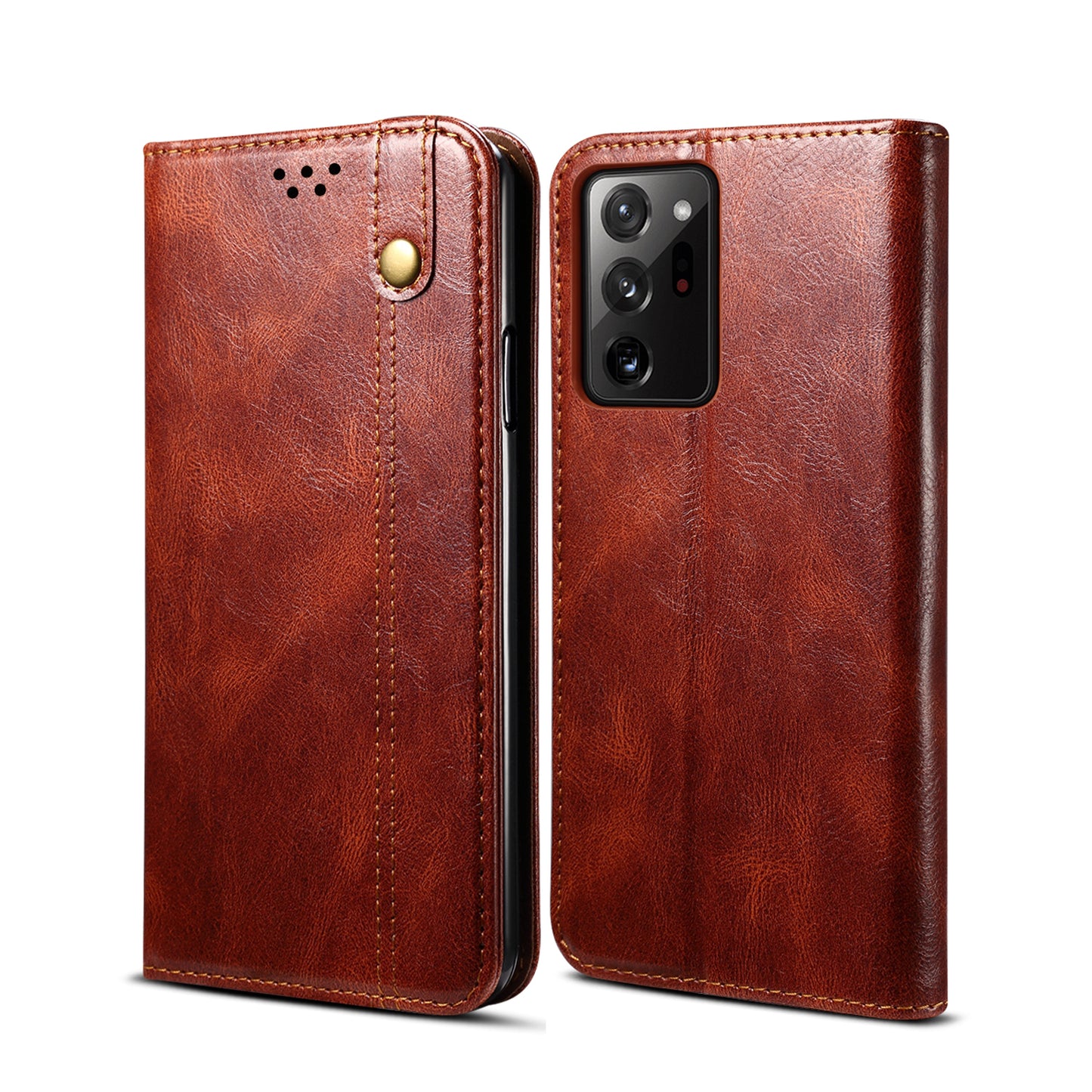 Leisure Style Waxy Crazy Horse Texture Phone Leather Cover Shell for Samsung Galaxy S20 Plus/S20 Plus 5G - Brown