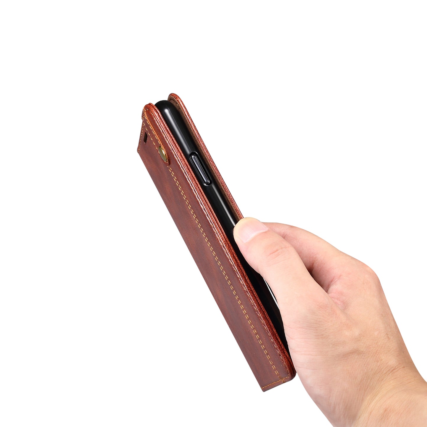 Leisure Style Waxy Crazy Horse Texture Phone Leather Cover Shell for Samsung Galaxy S20 Plus/S20 Plus 5G - Brown