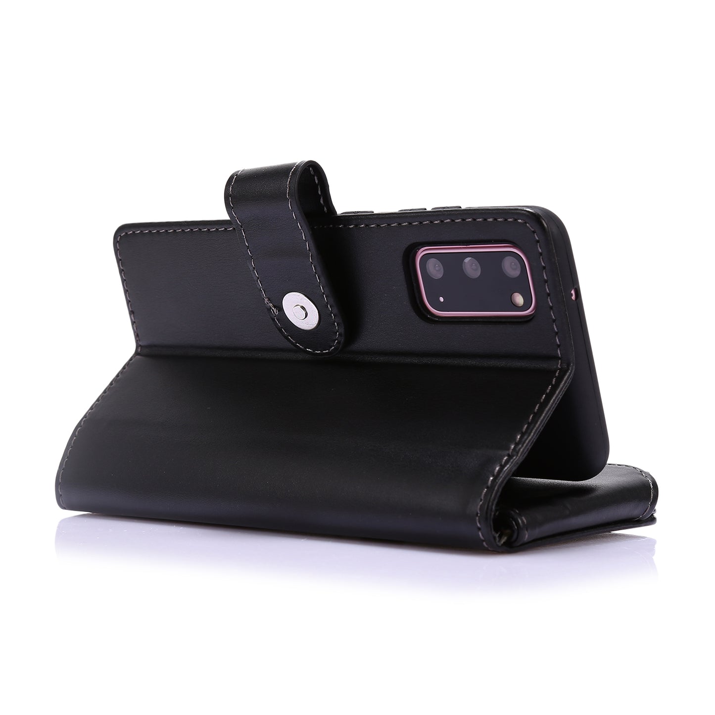 Leather Coated TPU Wallet Phone Stand Case with 9 Card Slots Kickstand Shell for Samsung Galaxy S20 FE 4G/5G/2022/S20 Lite - Black