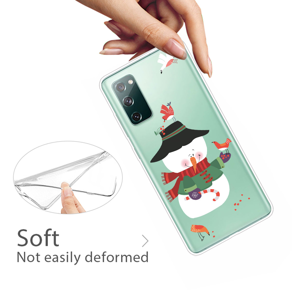 Christmas Theme Pattern Printing TPU Case for Samsung Galaxy S20 FE/S20 Fan Edition/S20 FE 5G/S20 Fan Edition 5G - Snowman and Birds
