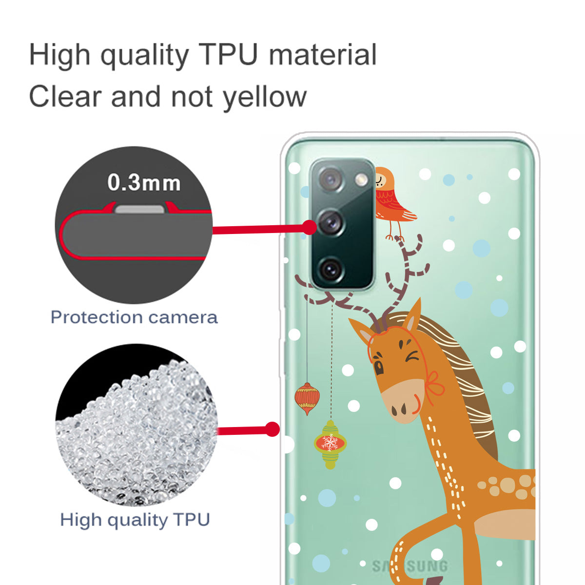 Christmas Theme Pattern Printing TPU Case for Samsung Galaxy S20 FE/S20 Fan Edition/S20 FE 5G/S20 Fan Edition 5G - Horse