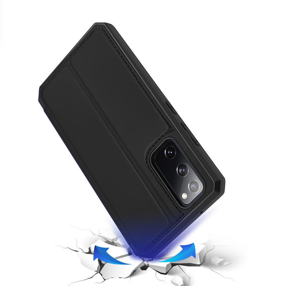 DUX DUCIS Skin X Magneic Absorption Leather Foldable Stand Case with Card Slots for Samsung Galaxy S20 FE 4G/5G/2022/S20 Lite - Black