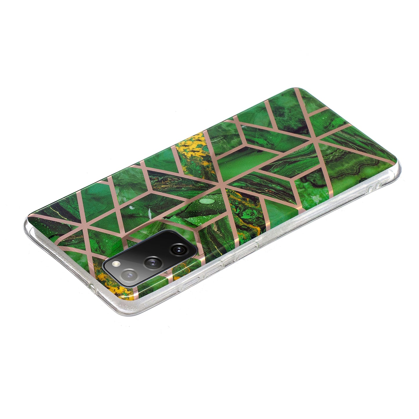 Marble Pattern Electroplating IMD TPU Phone Case for Samsung Galaxy S20 FE 4G/5G/2022/S20 Lite - Dark Green
